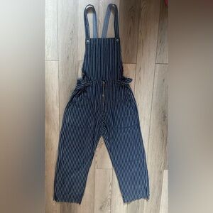 G-Star Raw Railroad Striped Overalls Jumpuit Romper Size Small